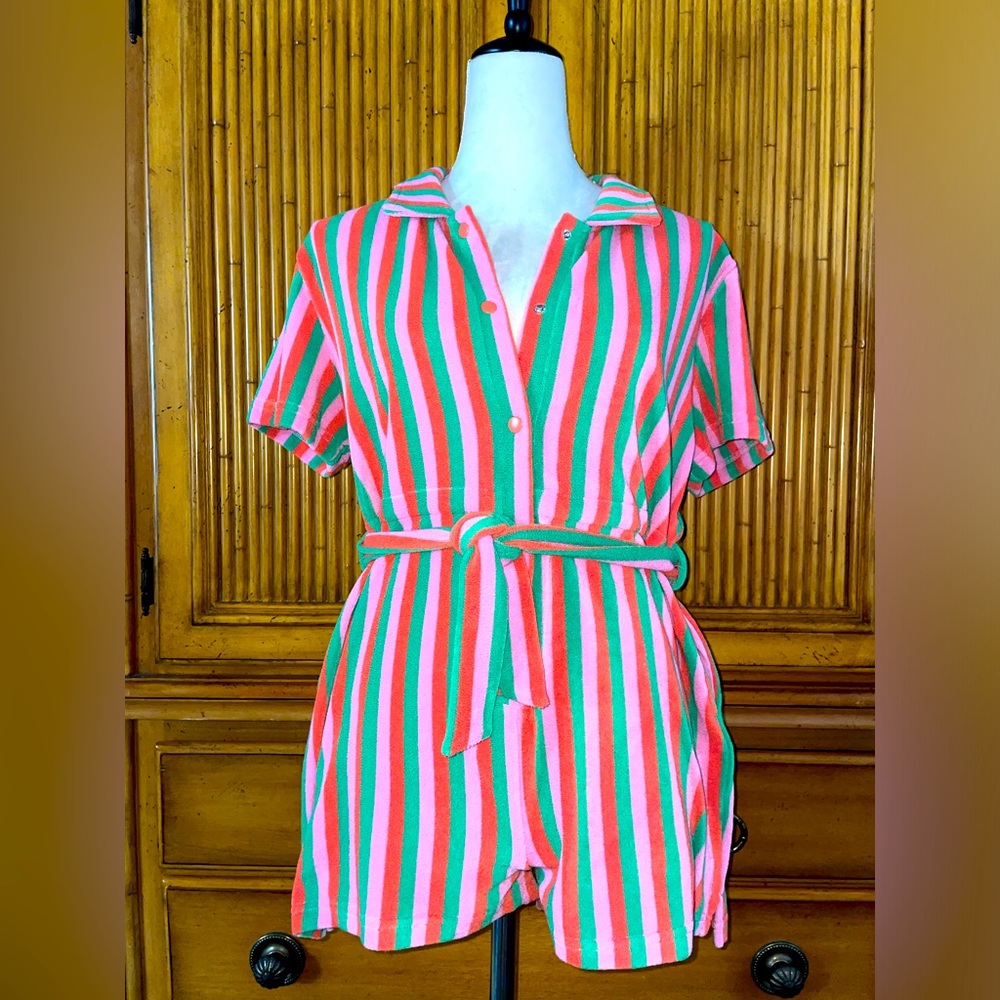 Beach Riot NWT Little Gia Romper, Palm Bch Stripe, GIRLS size 13/14 FitsJr XS/S - Picture 4 of 12